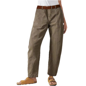 Flamingals Women M Mid Waist Carrot Straight Leg Pants Casual Fashion Trendy